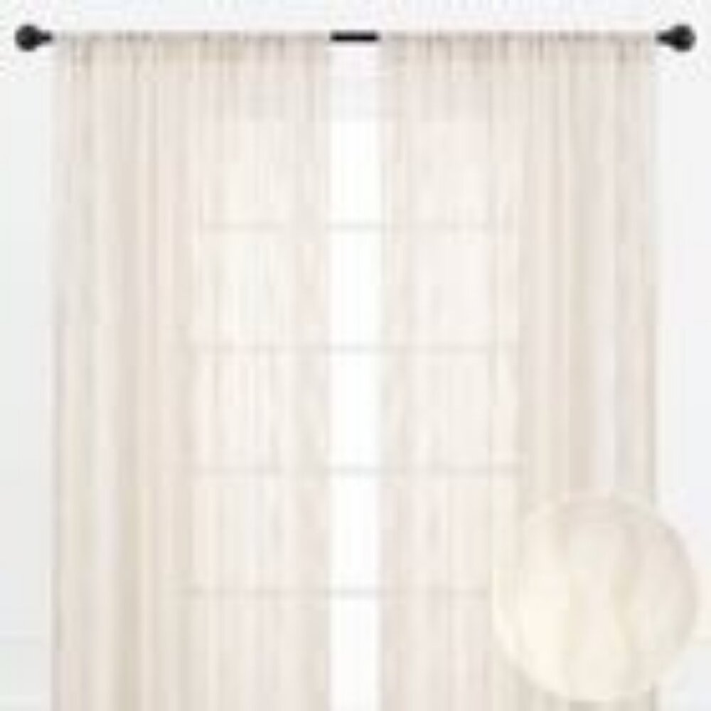 NEW Chanasya Sheer Voile Waves Rod Pocket Curtains Beige 52in x 63in